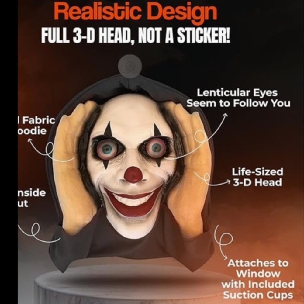 3D Clown Window Peeker Halloween - Picture 8 of 8